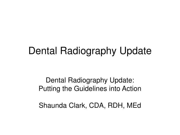 dental radiography update