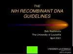 THE NIH RECOMBINANT DNA GUIDELINES - slide 1