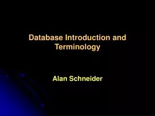 Database Introduction and Terminology