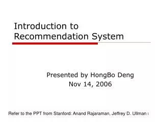 Introduction to Recommendation System