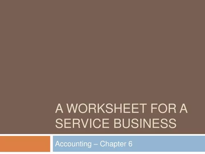 a worksheet for a service business