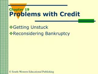 Chapter 19 Problems with Credit