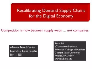 Recalibrating Demand-Supply Chains for the Digital Economy