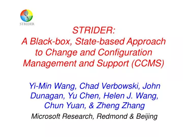 strider a black box state based approach to change and configuration management and support ccms