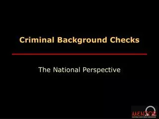 Criminal Background Checks