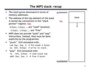 The MIPS stack: recap