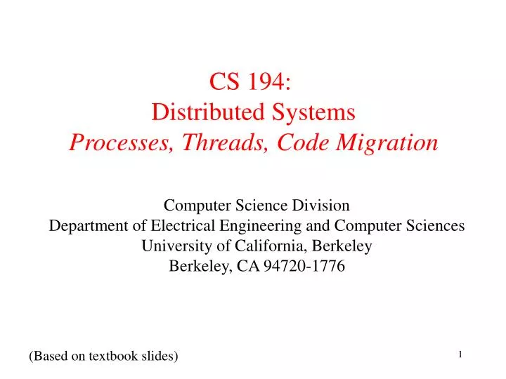 cs 194 distributed systems processes threads code migration