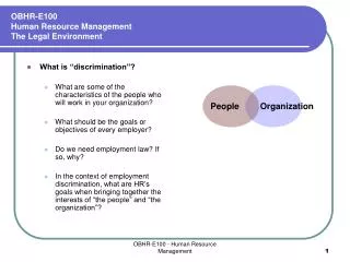 OBHR-E100 Human Resource Management The Legal Environment
