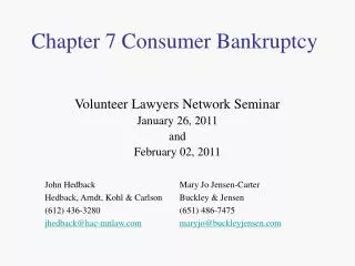 Chapter 7 Consumer Bankruptcy