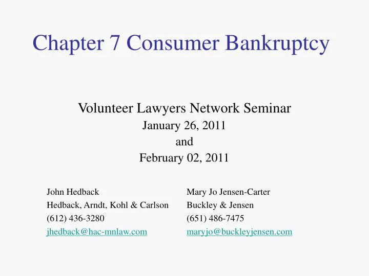 chapter 7 consumer bankruptcy