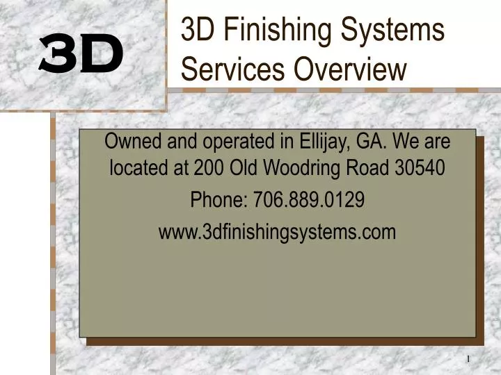 3d finishing systems services overview