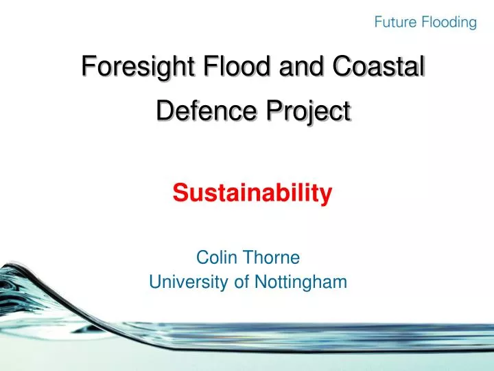 foresight flood and coastal defence project sustainability