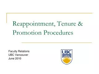 Reappointment, Tenure &amp; Promotion Procedures