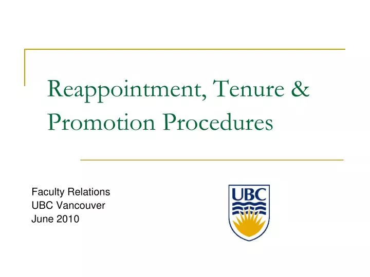 reappointment tenure promotion procedures