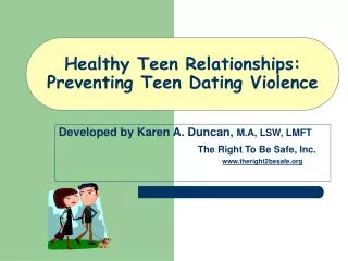 Healthy Teen Relationships: Preventing Teen Dating Violence