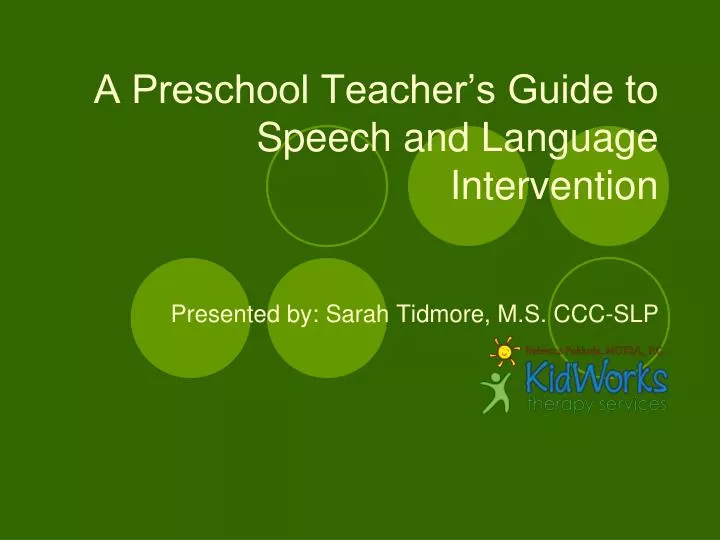 a preschool teacher s guide to speech and language intervention