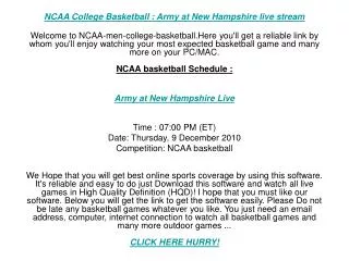 NCAA College Basketball : Army at New Hampshire live stream