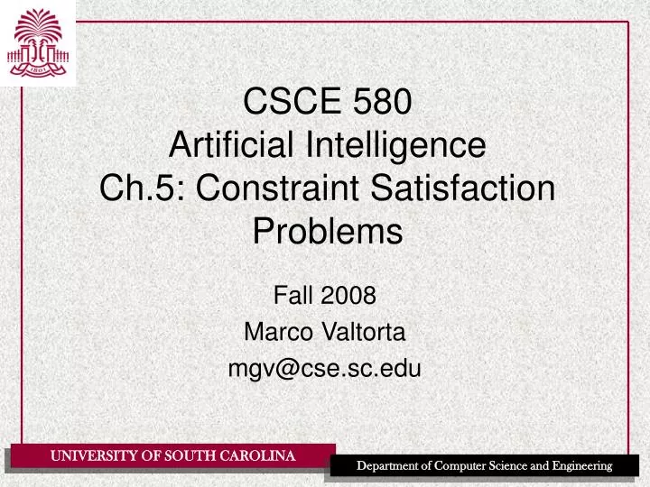 csce 580 artificial intelligence ch 5 constraint satisfaction problems