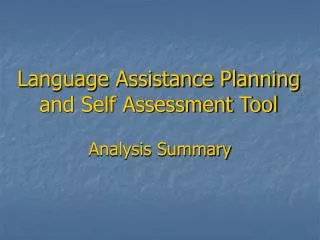 Language Assistance Planning and Self Assessment Tool