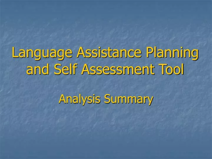 language assistance planning and self assessment tool