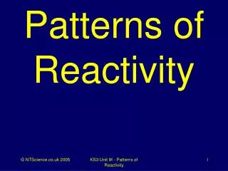 Patterns of Reactivity