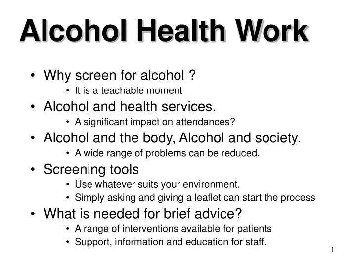 alcohol health work