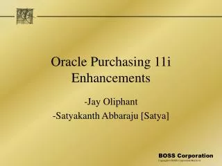 Oracle Purchasing 11i Enhancements