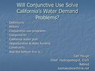 Will Conjunctive Use Solve California’s Water Demand Problems?