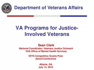 VA Programs for Justice-Involved Veterans