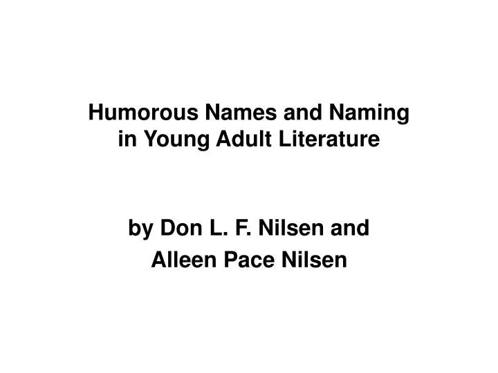 humorous names and naming in young adult literature
