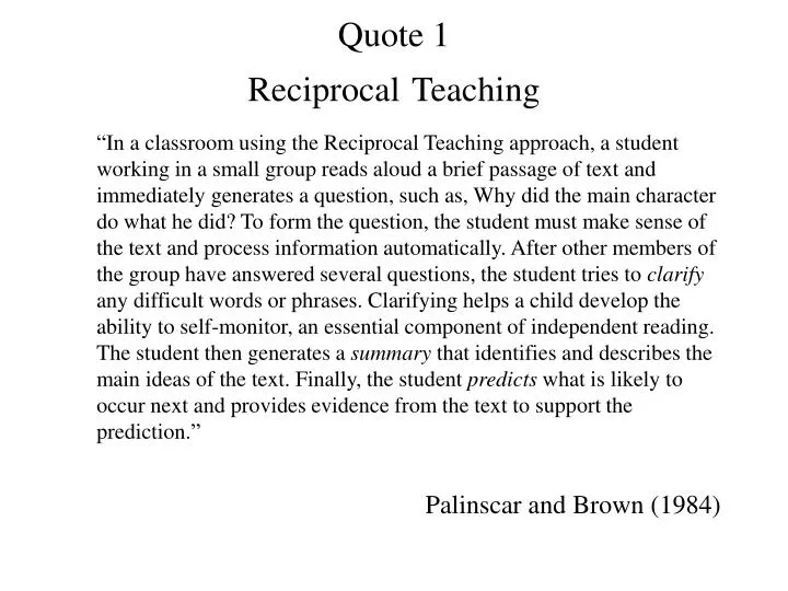 quote 1 reciprocal teaching