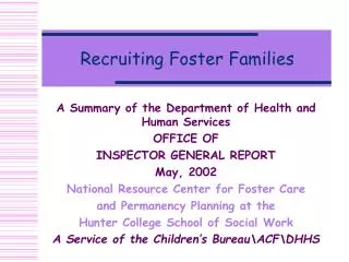 Recruiting Foster Families