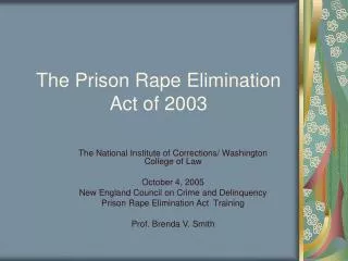 The Prison Rape Elimination Act of 2003