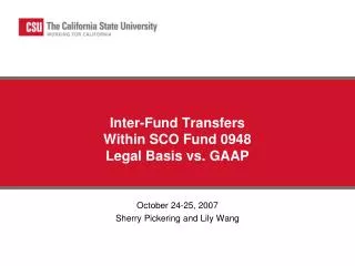 Inter-Fund Transfers Within SCO Fund 0948 Legal Basis vs. GAAP