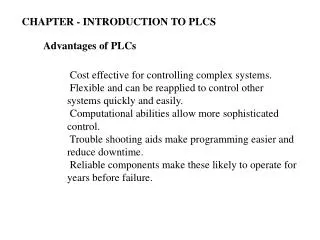 Advantages of PLCs
