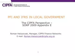 PFI AND IFRS IN LOCAL GOVERNMENT