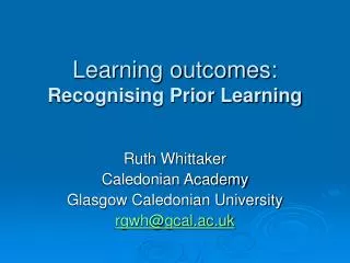 Learning outcomes: Recognising Prior Learning