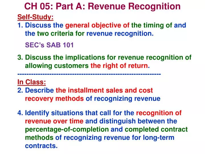 ch 05 part a revenue recognition
