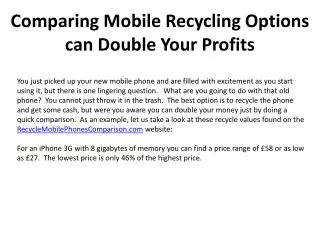 Comparing Mobile Recycling Options can Double Your Profits