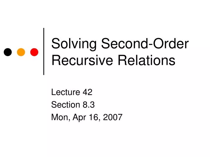 solving second order recursive relations