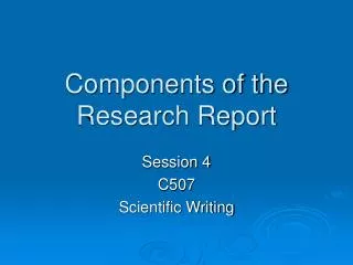 Components of the Research Report