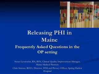 Releasing PHI in Maine