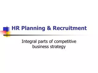 HR Planning &amp; Recruitment