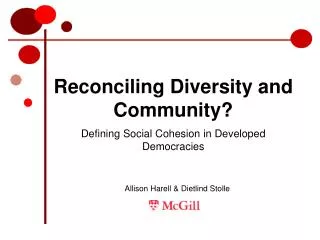 Reconciling Diversity and Community?