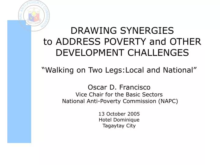 drawing synergies to address poverty and other development challenges