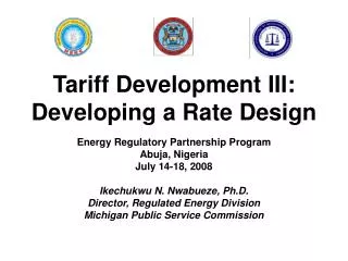 Tariff Development III: Developing a Rate Design