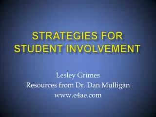 Strategies for Student Involvement