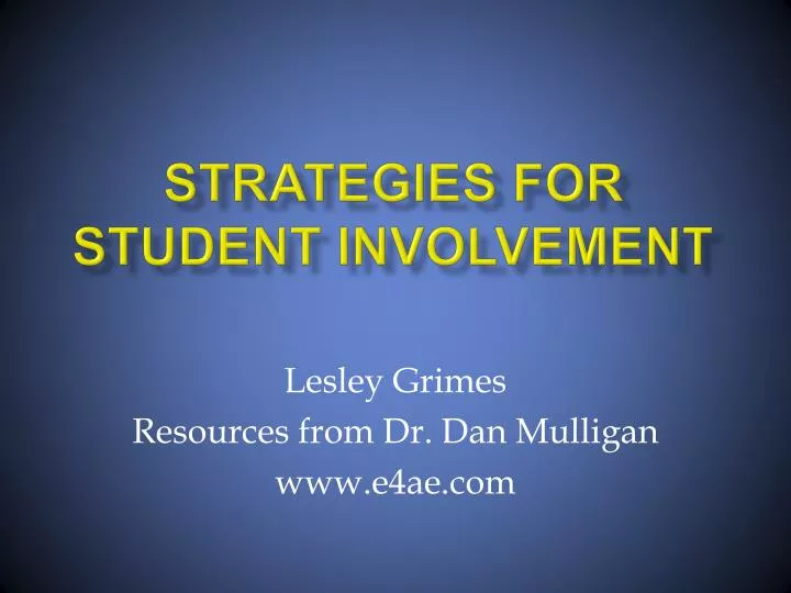 strategies for student involvement