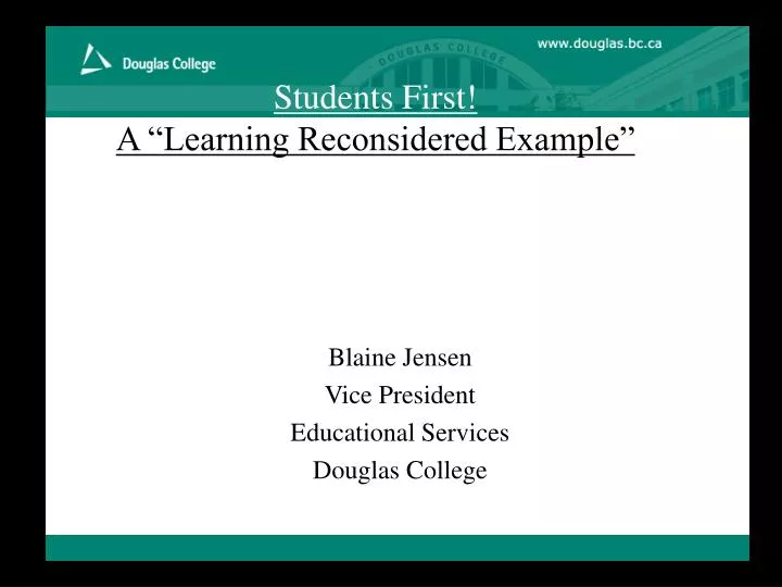 students first a learning reconsidered example