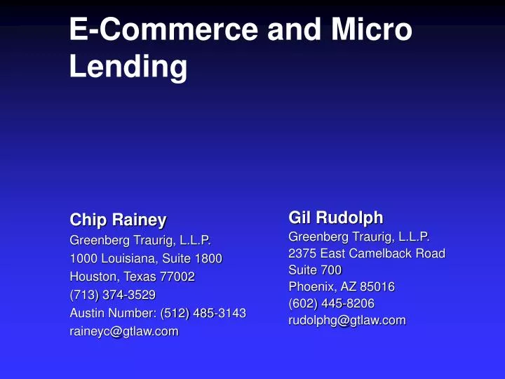 e commerce and micro lending